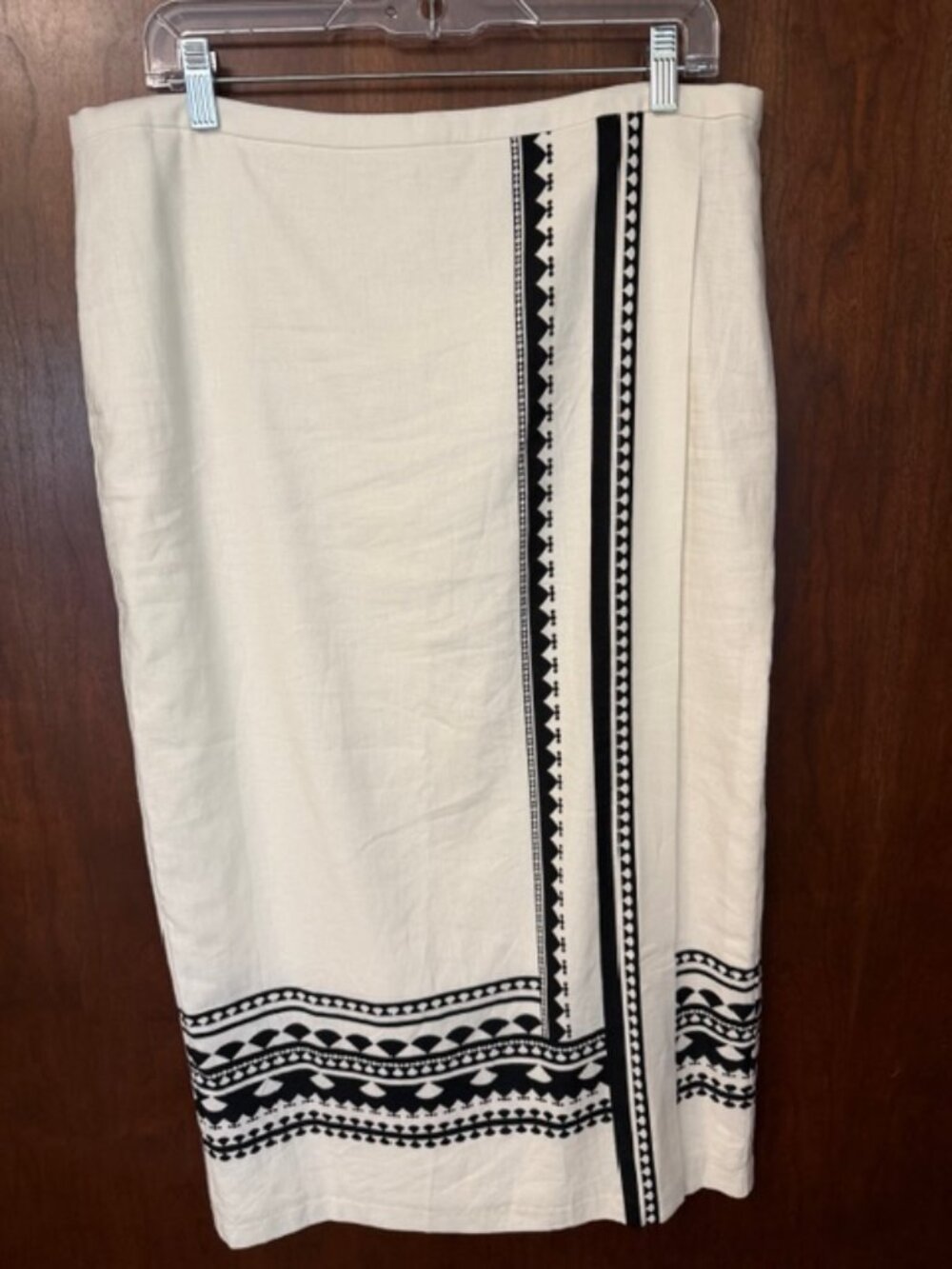 Ann Taylor - Geo Print Linen Faux Wrap Skirt